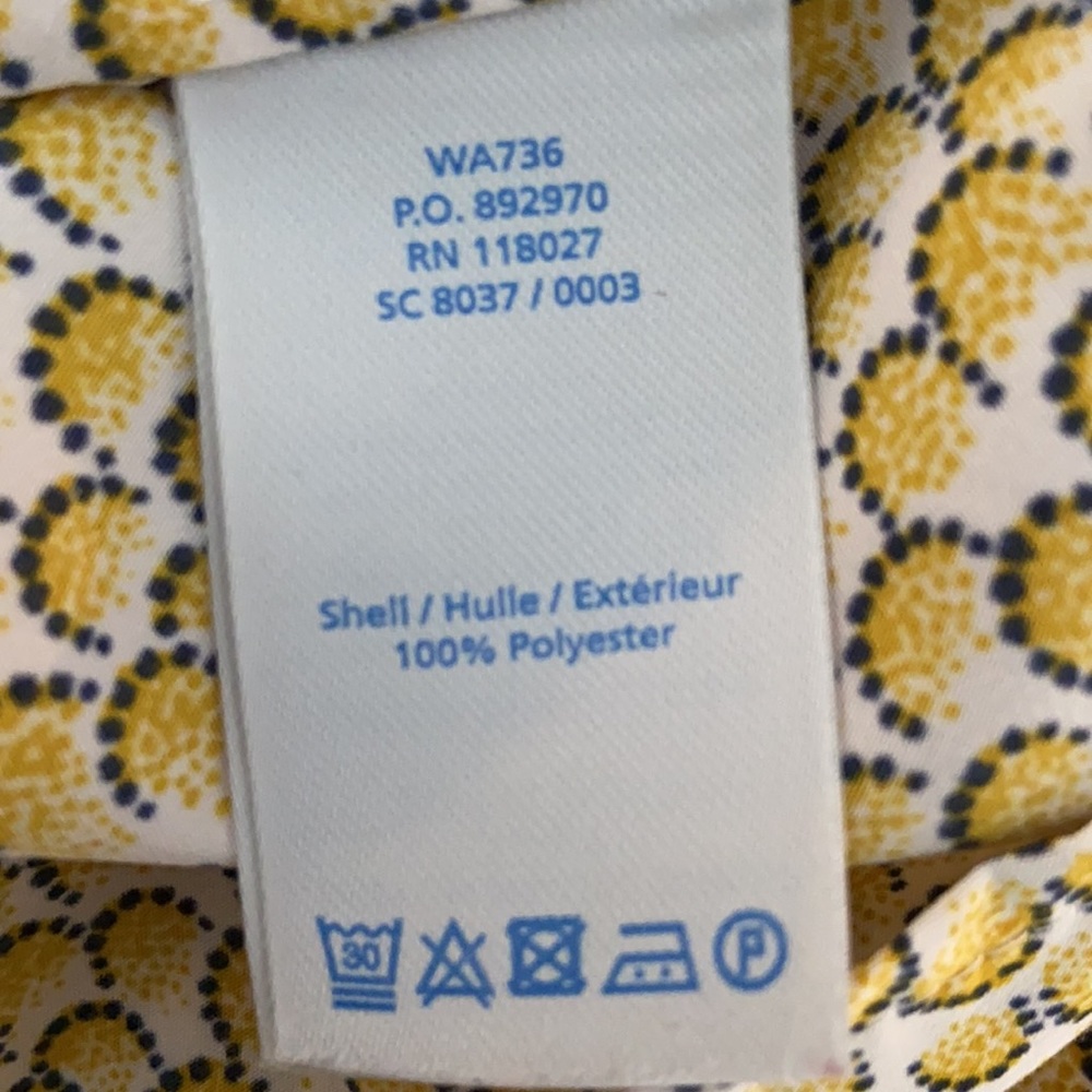 Boden Yellow Print Tie Neck Peasant Top 2P - Picture 8 of 10